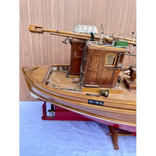 1311 - A vintage wooden scale model of the twin masted Yorkshire cobble Eileen H-96 Bridlington. 85cm l x 2... 