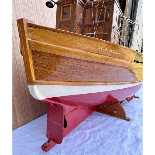 1311 - A vintage wooden scale model of the twin masted Yorkshire cobble Eileen H-96 Bridlington. 85cm l x 2... 