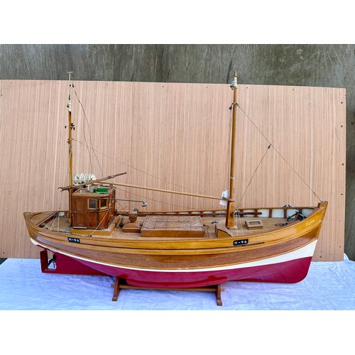 1311 - A vintage wooden scale model of the twin masted Yorkshire cobble Eileen H-96 Bridlington. 85cm l x 2... 