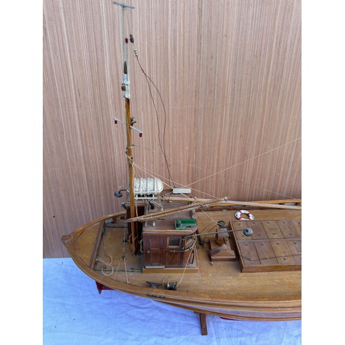 1311 - A vintage wooden scale model of the twin masted Yorkshire cobble Eileen H-96 Bridlington. 85cm l x 2... 