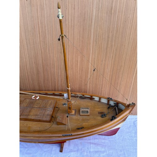 1311 - A vintage wooden scale model of the twin masted Yorkshire cobble Eileen H-96 Bridlington. 85cm l x 2... 