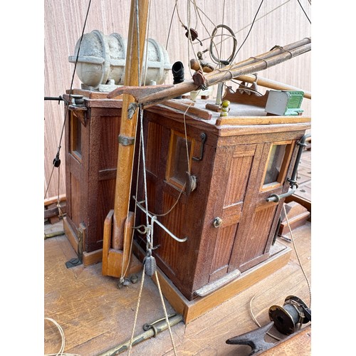 1311 - A vintage wooden scale model of the twin masted Yorkshire cobble Eileen H-96 Bridlington. 85cm l x 2... 