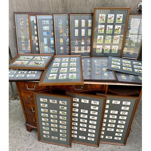 1313 - A large quantity of framed mainly Wills cigarette cards. (17) to include horses, butterflies, cricke... 