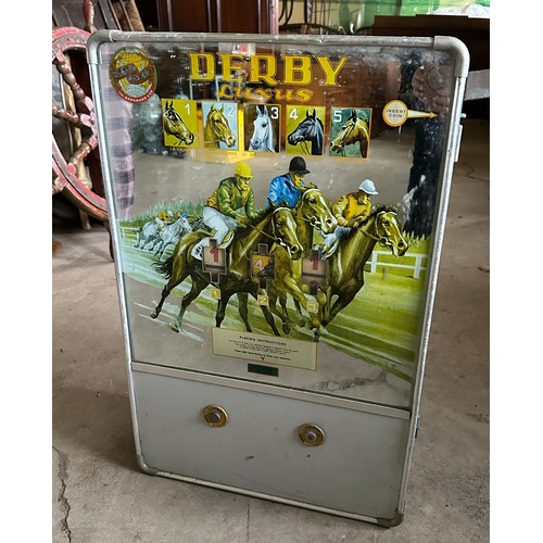 1216 - A Th. Bergmann & Co Derby Luxus wall mounted horse racing slot machine. 51cm w x 77cm h.