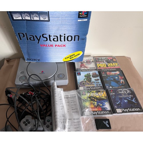 1214 - A boxed PlayStation Value Pack together with 6 games, controller, memory card etc. Games include Cro... 