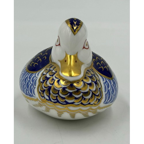 404 - Three Royal Crown Derby paperweights to include a goldcrest, Millennium bug with certificate and a d... 