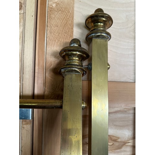 41 - A pair of 3’ (91cm) wide single half tester brass beds by Maple & Co. 189cm h together with a double... 