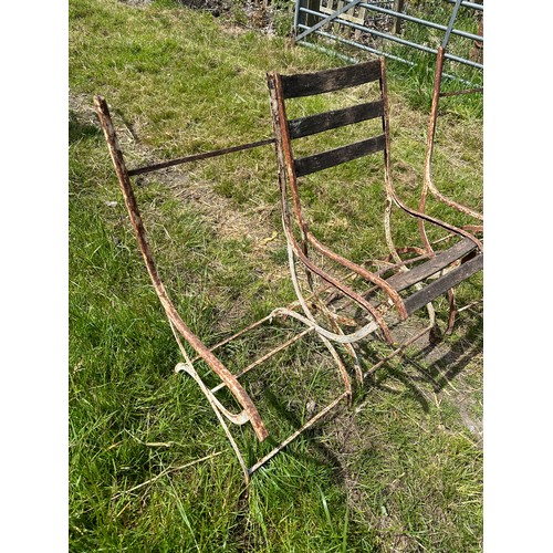 30 - A set of four vintage metal cafe chairs.