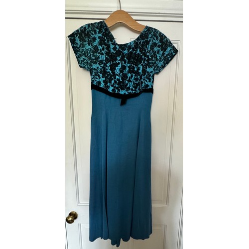 873 - Three vintage dresses to include a Rembrandt Original, a turquoise and black and a silk chiffon.
Rem... 