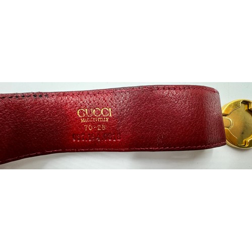 881 - Red Gucci jeans size XS, and red leather Gucci belt size 70 together with a DéjàVu jacket size small... 