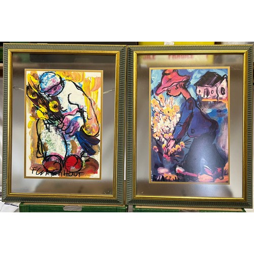 1379 - Frans Claerhout (Belgian artist 1919-2006). Two framed prints, signed lower right. Framed between gl... 