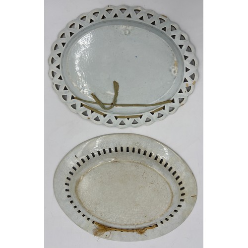 163 - Two unmarked early 19thC blue and white plates, largest 28cm x 21.5cm.