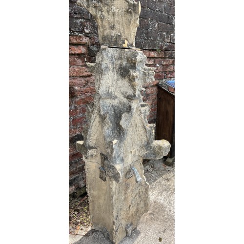 28 - A Yorkshire limestone medieval three piece pinnacle with lead cramps, height 227cm. From the East En... 