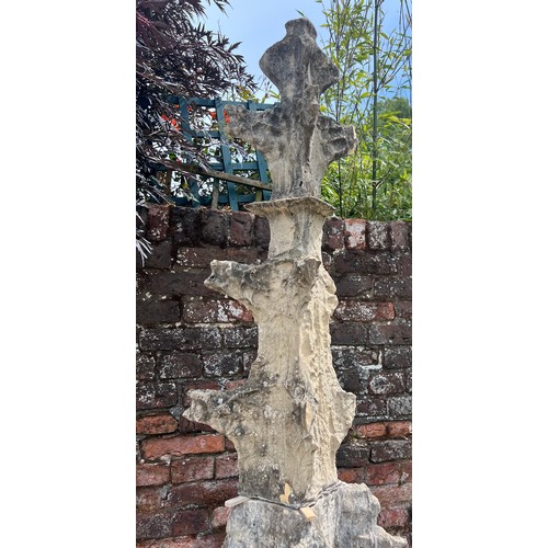 28 - A Yorkshire limestone medieval three piece pinnacle with lead cramps, height 227cm. From the East En... 