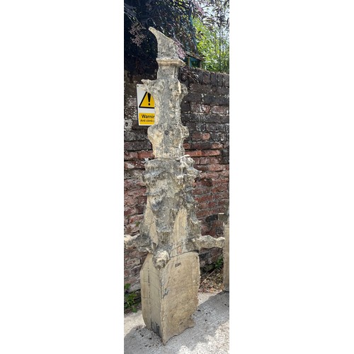 29 - A Yorkshire limestone medieval three piece pinnacle with lead cramps, height 203cm. From the East En... 