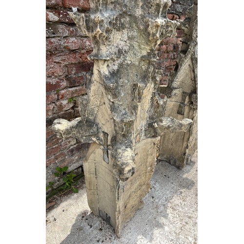 29 - A Yorkshire limestone medieval three piece pinnacle with lead cramps, height 203cm. From the East En... 