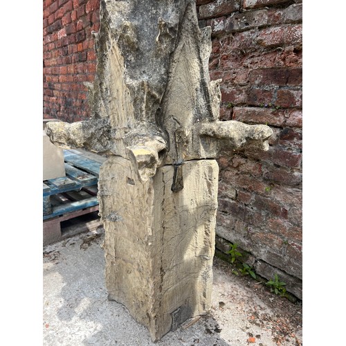 29 - A Yorkshire limestone medieval three piece pinnacle with lead cramps, height 203cm. From the East En... 