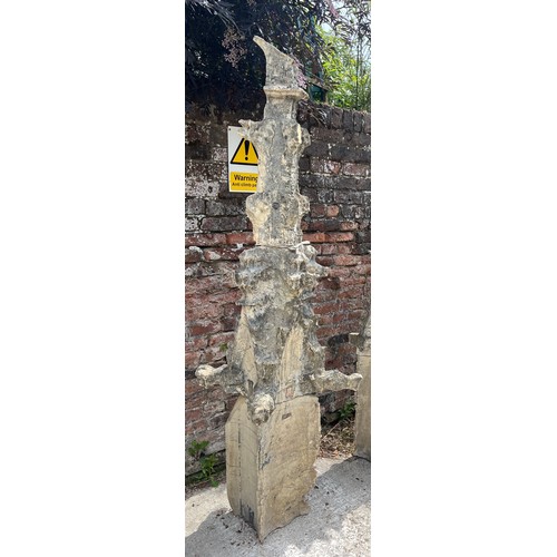 29 - A Yorkshire limestone medieval three piece pinnacle with lead cramps, height 203cm. From the East En... 