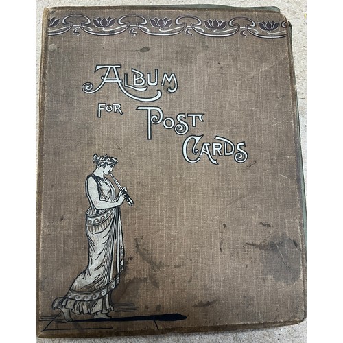 916 - An Edwardian postcard album and contents to include a quantity of WW1 silk embroidered examples, WW1... 