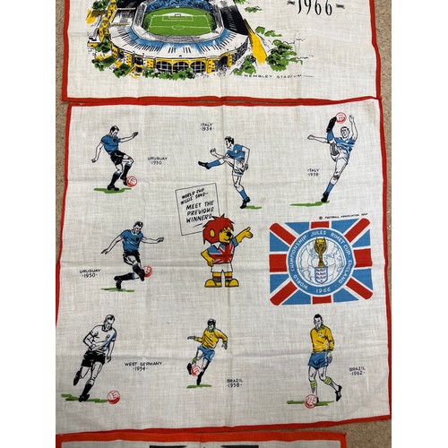 907 - Two 1966 World Cup handkerchiefs, 43cm x 43cm  one with WC Willie and former winners together with a... 