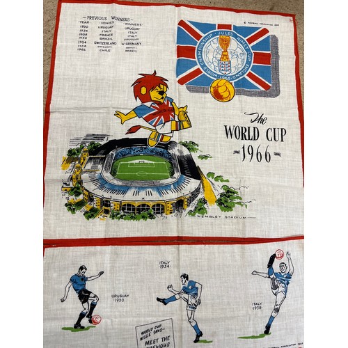 907 - Two 1966 World Cup handkerchiefs, 43cm x 43cm  one with WC Willie and former winners together with a... 