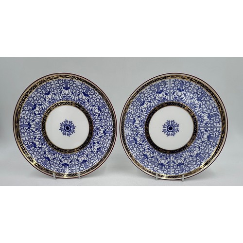 160 - A collection of 19thC Royal Worcester 'Royal Lily' cobalt blue items to include Muffin Dish with lid... 