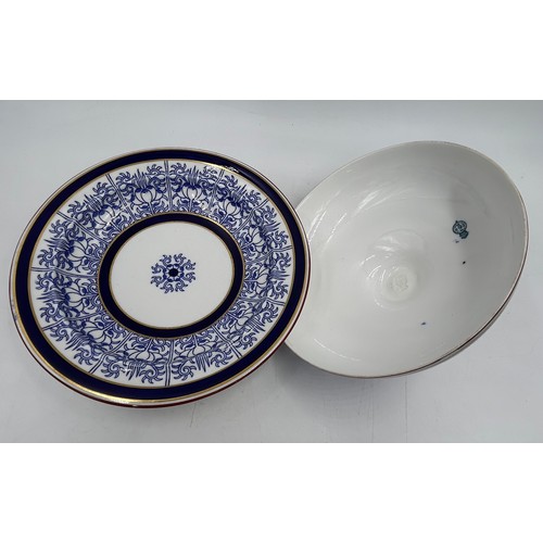 160 - A collection of 19thC Royal Worcester 'Royal Lily' cobalt blue items to include Muffin Dish with lid... 