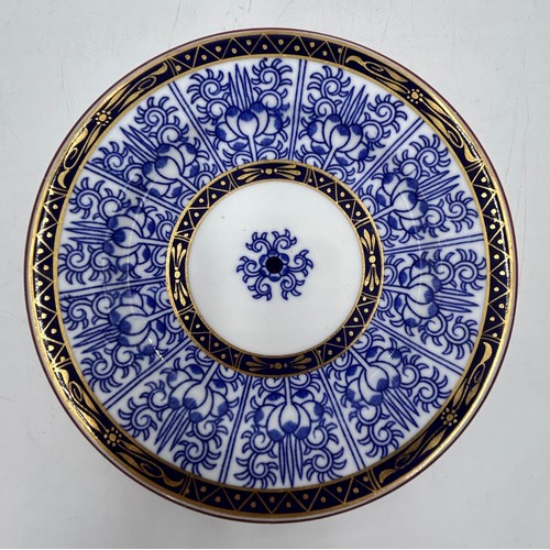 160 - A collection of 19thC Royal Worcester 'Royal Lily' cobalt blue items to include Muffin Dish with lid... 