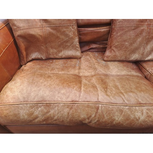 49 - Good quality brown leather three seater Duresta Spitfire sofa. 80cm h x 220cm w x 103cm d.