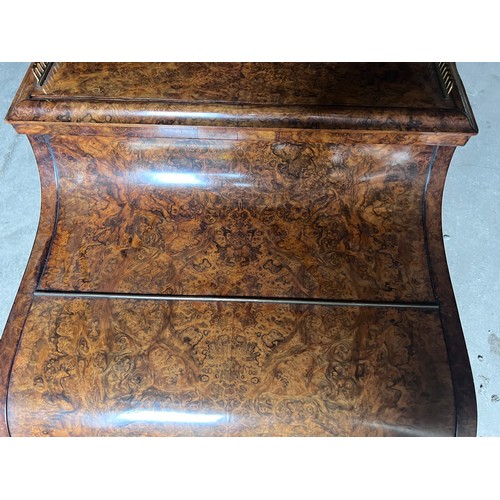 46 - A good quality burr walnut Davenport desk with piano front and brass gallery to top, four drawers to... 