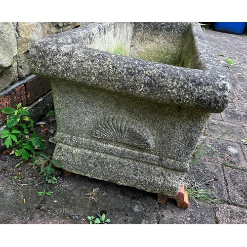 25 - A reconstituted stone garden trough. Approximately 45cm d x 92cm w.