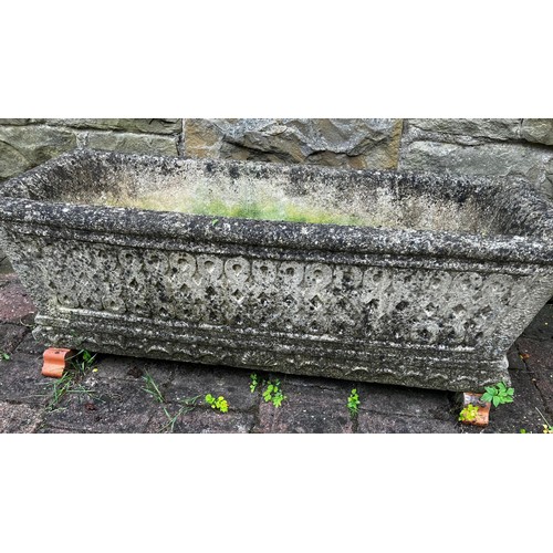 25 - A reconstituted stone garden trough. Approximately 45cm d x 92cm w.