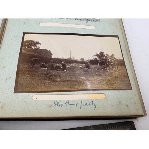 917 - Two 19th/early 20thC  photograph albums and contemporary contents to include Scarborough, Bridlingto... 