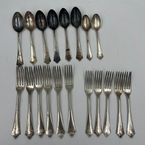 803 - Howard & Co. Sterling silver cutlery comprising 6 tablespoons, 6 table forks, 5 dessert forks and 2 ... 