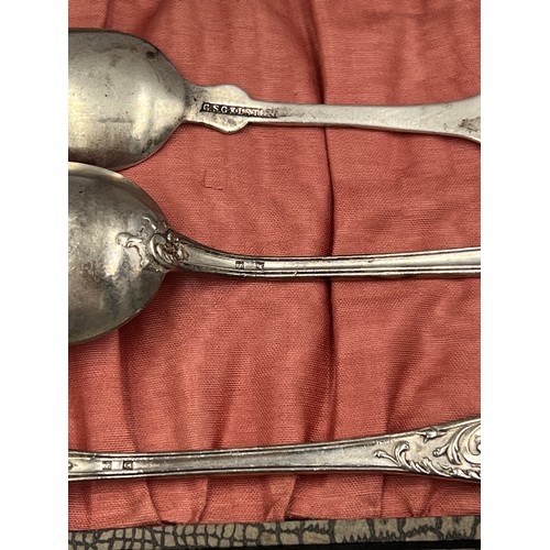 804 - Eight .925 silver teaspoons together with unmarked dessert spoon, fork and a teaspoon. Total weight ... 