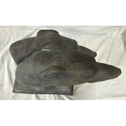 31 - A reconstituted stone sculpture depicting two greyhounds. Base 29cm x 21cm. Length to nose 46cm. Hei... 