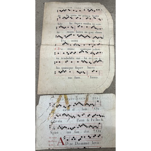 918 - Two Gregorian chants/hymns. Largest 53cm x 40cm.