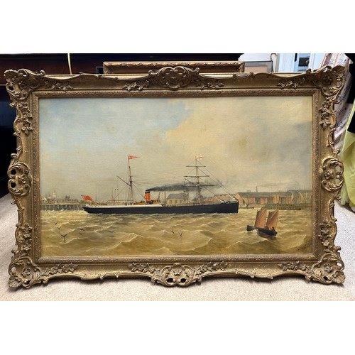 1388 - H. Hutchinson. Oil on canvas; ship's portrait of the Odessa. Signed and dated 1869 lower right. Imag... 