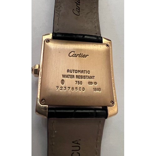 722 - Cartier - a mid-size Tank Francaise automatic, 18ct gold, square off white dial with black Roman num... 