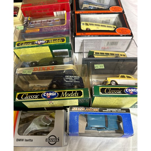 1206 - An assortment of diecast models, the majority boxed  to include Corgi buses, 3 x Gilbow Exclusive Fi... 