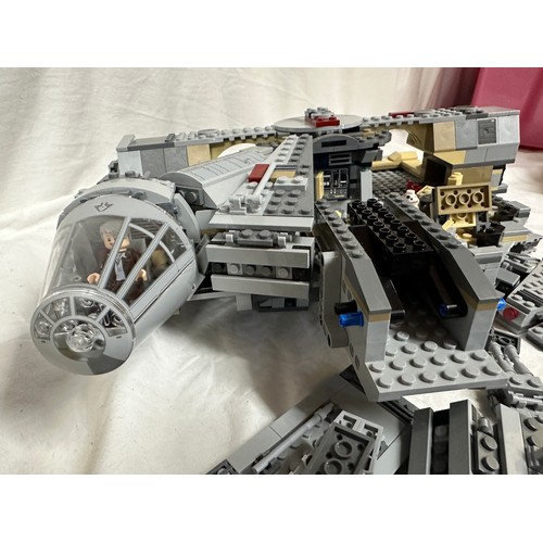 1211 - Lego, an unboxed quantity of loose items to include Star Wars Millennium Falcon, boat, helicopter, j... 