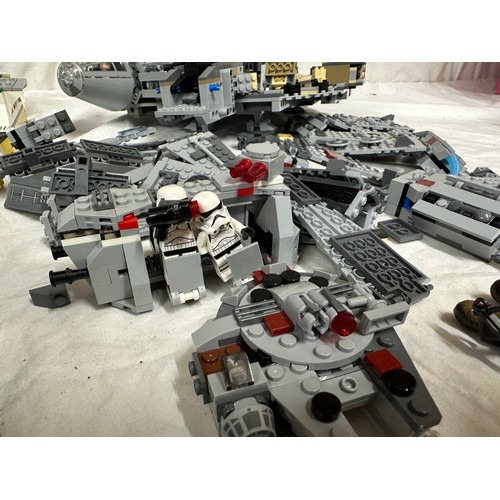 1211 - Lego, an unboxed quantity of loose items to include Star Wars Millennium Falcon, boat, helicopter, j... 