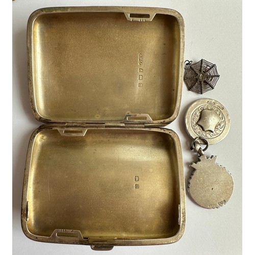 824 - Hallmarked silver to include a machine turned cigarette case, Birmingham 1911 maker Henry Williamson... 