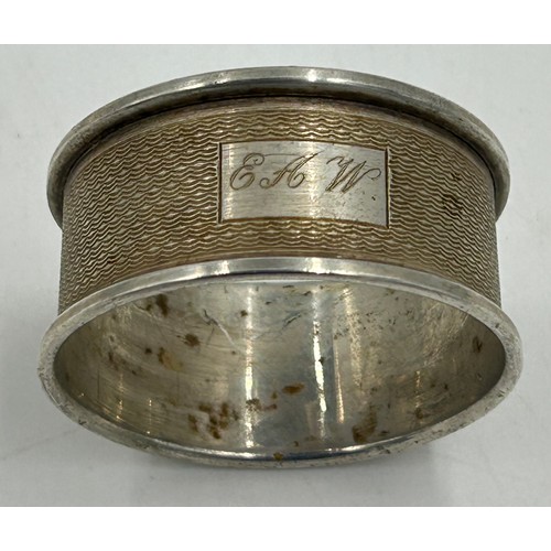 807 - Hallmarked silver to include a Yard of Lead pencil in original box, 3 x napkin rings various dates a... 