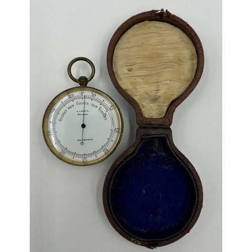 731 - Two pocket barometers, one Victorian gilt Pillischer Optician,  88 New Bond Street, London the other... 