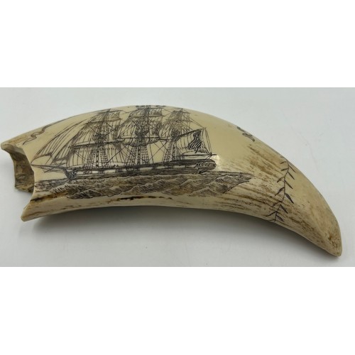 1334 - Four resin scrimshaws - The Bark Veronica, The Ship Lawrence/ Commodore Perry, The Whalers Coat of A... 