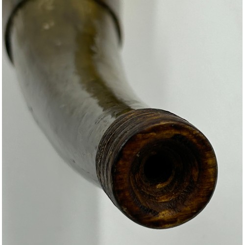 1335 - An animal bugle horn part metal mounted 38cm l together with a Victorian hinged box with green baize... 