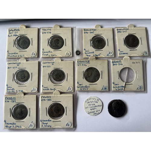 746 - A quantity of Roman coins to include Constantine, Clementia, Licinius, Domitan etc. (55)