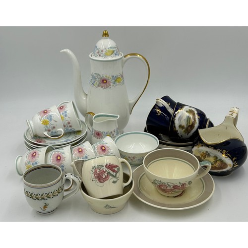 150 - Various ceramics to include Bloor Derby porcelain landscape - 2 x cups and saucers and a jug 9.5cm h... 