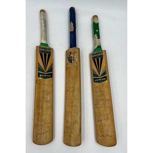 179 - Three miniature signed cricket bats from Yorkshire County Cricket. Signatures to include Martyn Moxo... 